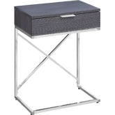 24"H Accent Table in Grey & Chrome Metal